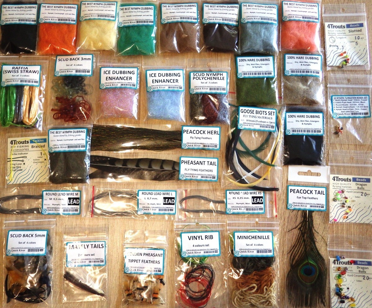 NYMPH WET FLY TYING HUGE KIT Set of Fly tying nymph&amp;wet materials 