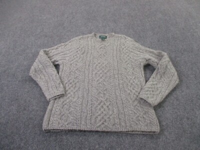 Ralph Lauren Sweater Womens M Gray LLama Wool Cable Knit Fisherman Heavy Adult