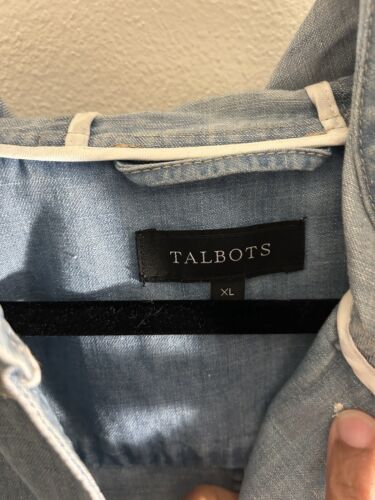 Talbots blaue leichte Denim Jeansjacke Stretchbund definierende Taschen Gr. XL - Bild 3 von 11