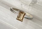 0.76ct Emerald Cut Brazilian Citrine Sterling Silver Rhodium Size 7.75 Ring 1.6g — photo 2