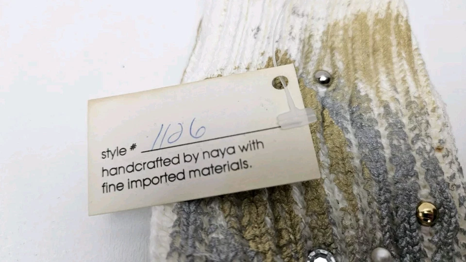 Vintage NEW Naya Crew Knit Socks Womens Handcrafted Gold Silver Rhinestone Socks — 第 4/4 张图片