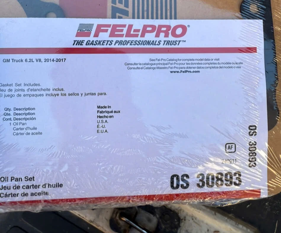 OS 30893 Felpro Oil Pan Gasket Lower for Chevy Chevrolet Tahoe GMC Yukon XL - Image 2 of 2