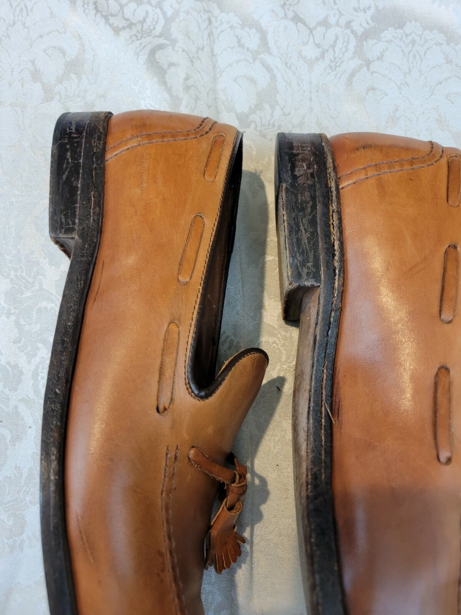 FootJoy Classics Brown Leather Tassel Loafers Made in USA 75499 Men Size 11.5 B Foot Joy Classics Men Loafer 75499 USA Leather Brown Tasel  main image 3