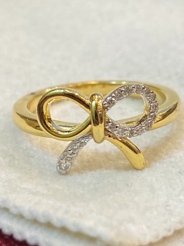 Pave 0,14 Cts Rotondo Brillante Diamanti Infinito Fidanzamento Anello In 14K Oro - Foto 4 di 12