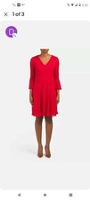 NINE WEST RED LACE FIT AND FLARE DRESS SIZE 10