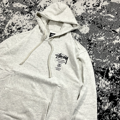 STUSSY WORLD TOUR HOODIE ASH HEATHER - LARGE | eBay