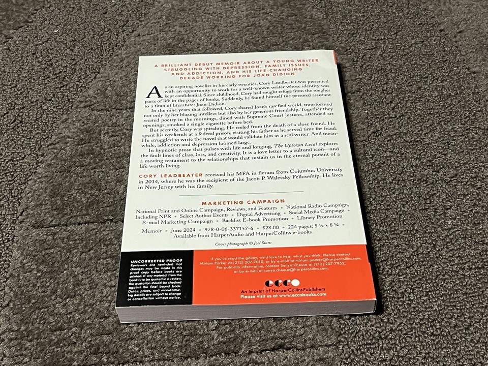 The Uptown Local Joy, Death, and Joan Didon A Memoir by Cory