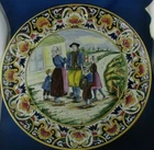 old large plate earthenware quimper or malicorne Breton Breton