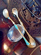Rarit&auml;t Norway D. Andersen Zuckerzange - 925 Silbervergoldet Guilloche Emaille
