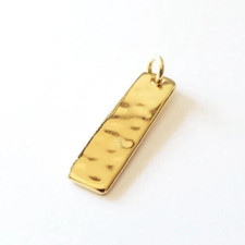 24K Gold Vermeil Hammered Bar Charm Minimalis...