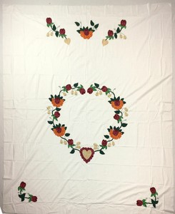 Soft Colors Floral Heart Hand Applique Quilt Top Large Size Fine Work Ebay