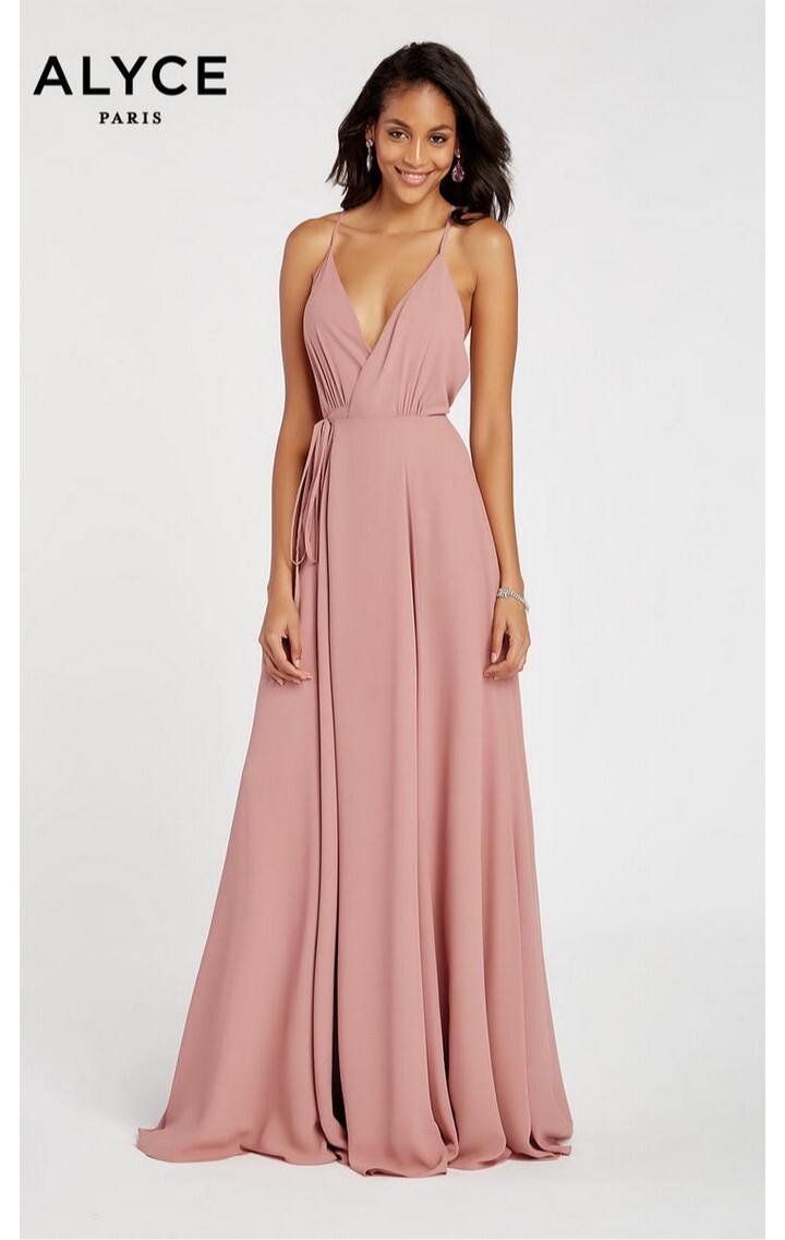 ALYCE PARIS Prom Dress Womens Size 2 Formal Maxi Long Rose Pink Wrap  Strappy | eBay