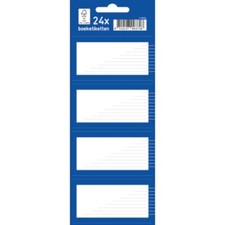 Kangaro etykiety na książki junior papier niebieski/biały 7,5 x 5 cm 24 szt.