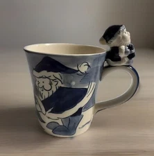 Delft Blue Santa Handle MUG Holland Hand Painted Merry Christmas Delft's Blauw