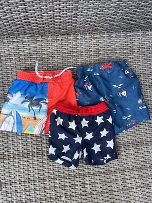 Lot of 3 swim trunks shorts Koloa kids carters American flag patriotic baby 3 mo