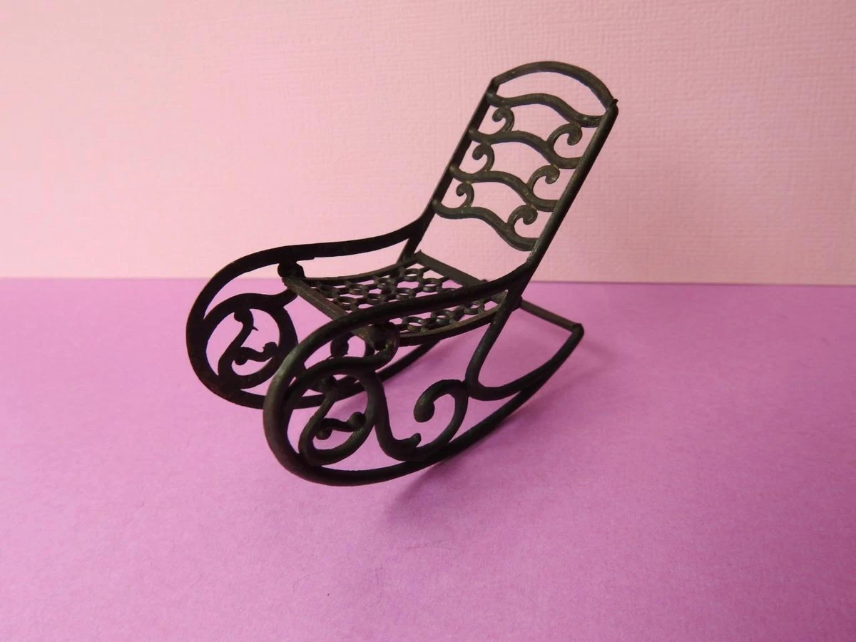 SIMON RIVOLLET FRANCE C1912 LEAD DOLLS HOUSE ROCKING CHAIR 2 1 2