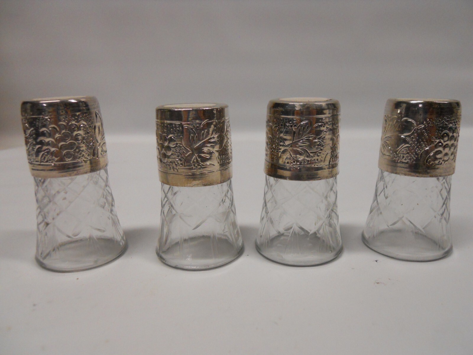 3lot of Glass Candle Snuffers with Silver Plate Finger Holder Estate