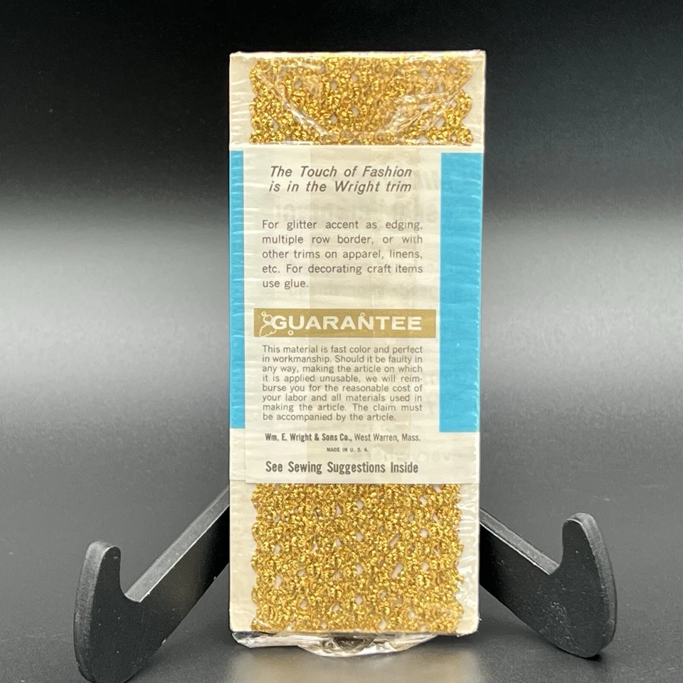 Vintage Wright's Trims Rick Rack Metallic Gold 46 - 5 yards - Sewing Crafts NIP - Image 3 of 4