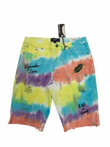 tie dye jean shorts
