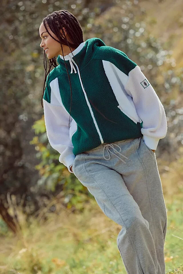 Free People FP Movement Hit the Slopes Hoodie Zip Fleece Sherpa XS