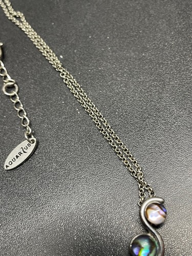 Designer Aquarius Brand Necklace w/ iridescent abalone stone pendant 16" - Picture 7 of 11