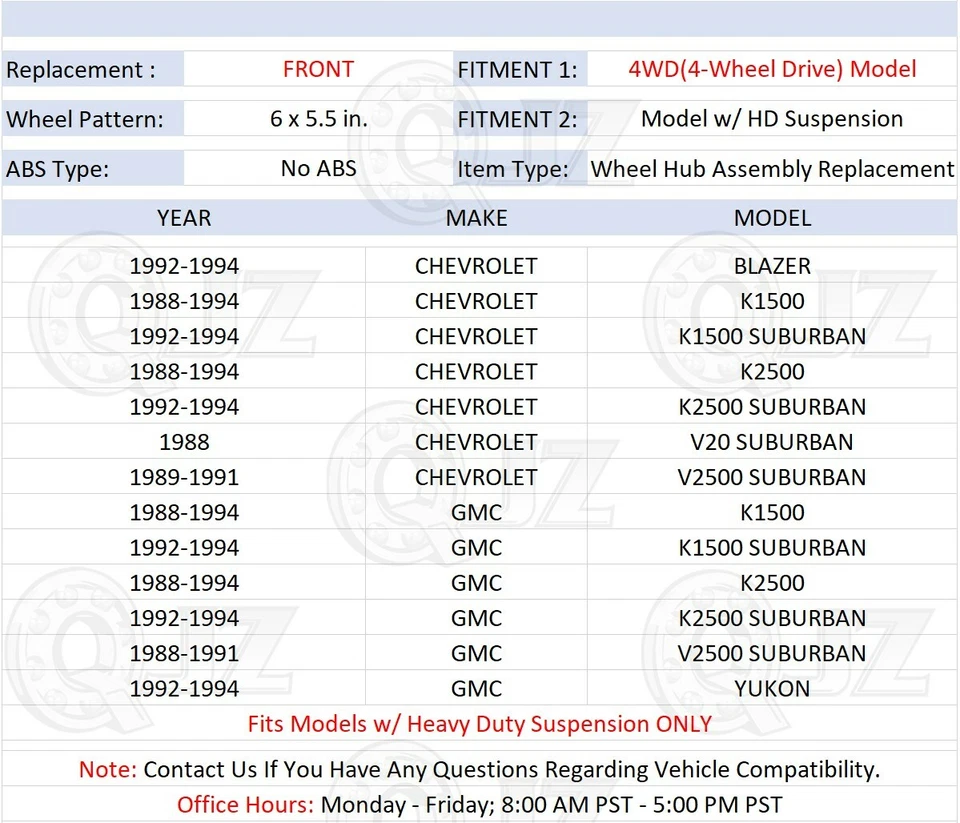[FRONT(Qty.2)] Hub For 1989-1991 Chevrolet V2500 Suburban 4WD w/6-Lugs Pattern - Image 2 of 4