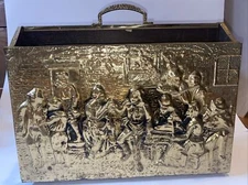 Vintage Brass Repousse Hammered Magazine Holder Rack