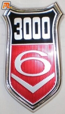 FORD Granada MK1 emblem badge 3000 V6 front wing chromed red pinned