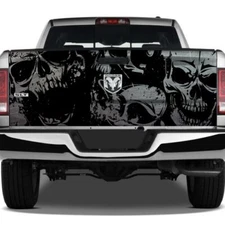 Black Brushed Metal Grunge Skulls Vinyl Decal Graphic Pickup Wrap Tailgate Truck