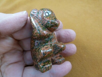 Y-MON-724 Green orange unakite MONKEY love APE gem figurine gemstone CHIMPANZEE