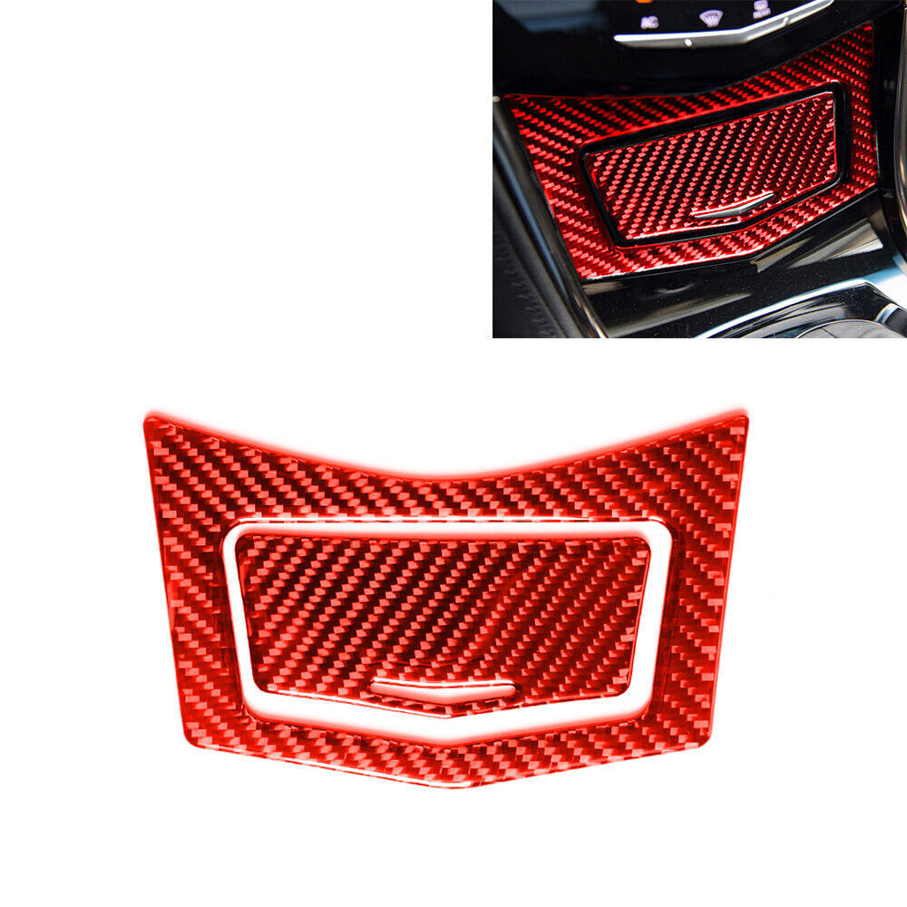 2Pcs For Cadillac ATS 2013-19 Red Carbon Fiber Interior Cigarette Lighter  Cover