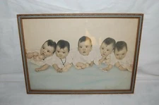 Vintage 1930s DIONNE Quints QUINTUPLETS  Framed Print