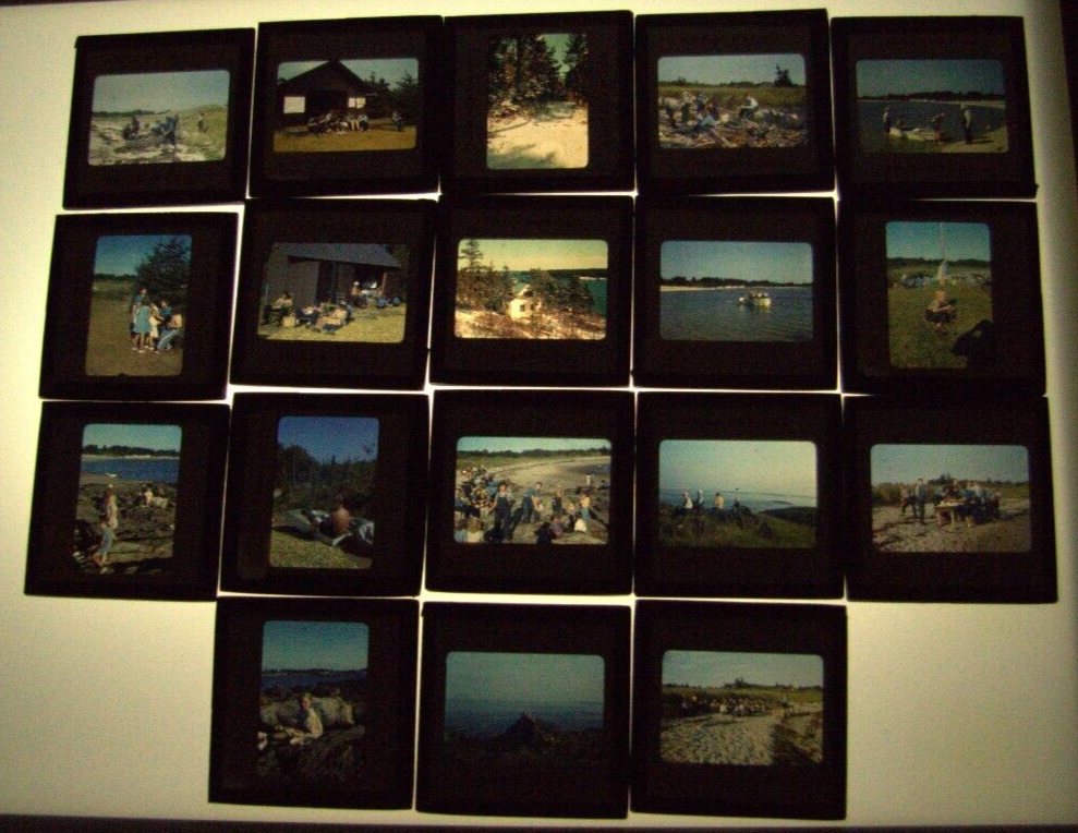 Lot Of 18 Kodachrome Kodak Film Slides Black Border, Scenes From 1940s Maine
