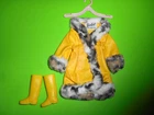 Vintage BARBIE GREAT COAT #1459 COAT ANIMAL PRINT FAUX FUR TRIM + YELLOW BOOTS