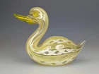 Vintage c1950s Venetian Murano Latticino Duck Figure Yellow