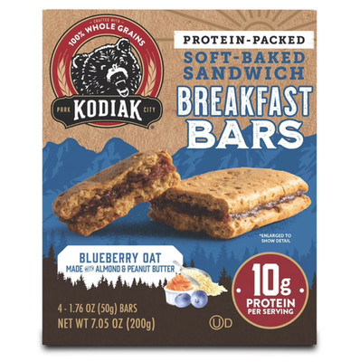 Kodiak Soft-Baked Sandwich Blueberry Oat Protein Breakfast Bars, 1.76 oz, 4 Coun