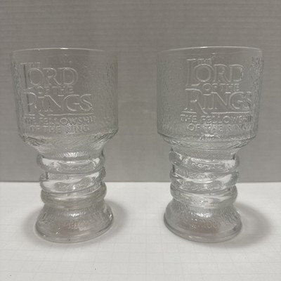 RARE Lord Of The Rings Glass Goblet Cups Dec 2001 Fellowship Of The Ring 2 PACK