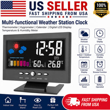 LED Digital Alarm Clock Snooze Calendar Thermometer Hygrometer Weather Display