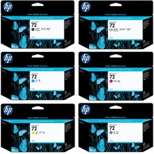 Genuine HP 72 Cyan Magenta Yellow Grey Photo Matte Black Inks Designjet