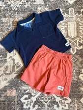 DKNY Boys Kids Blue Polo and Coral Shorts Outfit Set Comfortable Elastic Waist 5