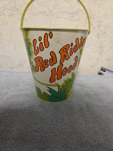 Vintage Ohio Art Tin Lithograph Sand Pail Featuring "Lil Red Riding Hood"
