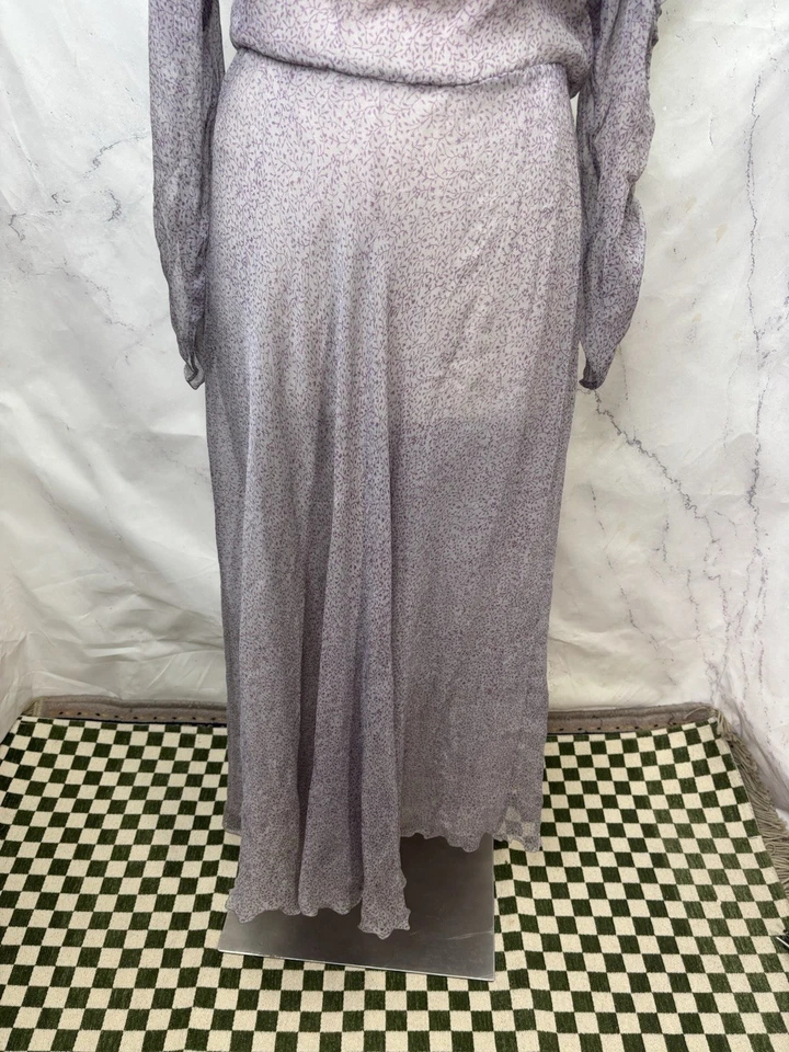Maxi Vestido Anna Weatherly Seda Vintage Años 70 M Púrpura Transparente Caprichoso Hada Años 20 Foto 4 de 4