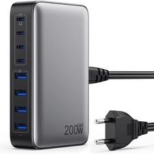 200W GaN3 Fast Charger 8-Port USB-C PD3.0 Travel Adapter EU US UK Plug