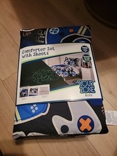 Glow-in-the-Dark Twin Bedding Set 5-Piece Kids Comforter Reversible Game Icons