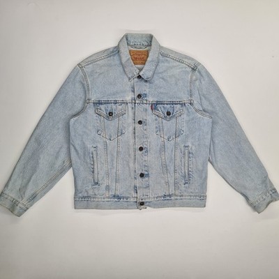 Vintage Levis Jacket Mens L Light Blue 70503 Denim Trucker Button Front 90s