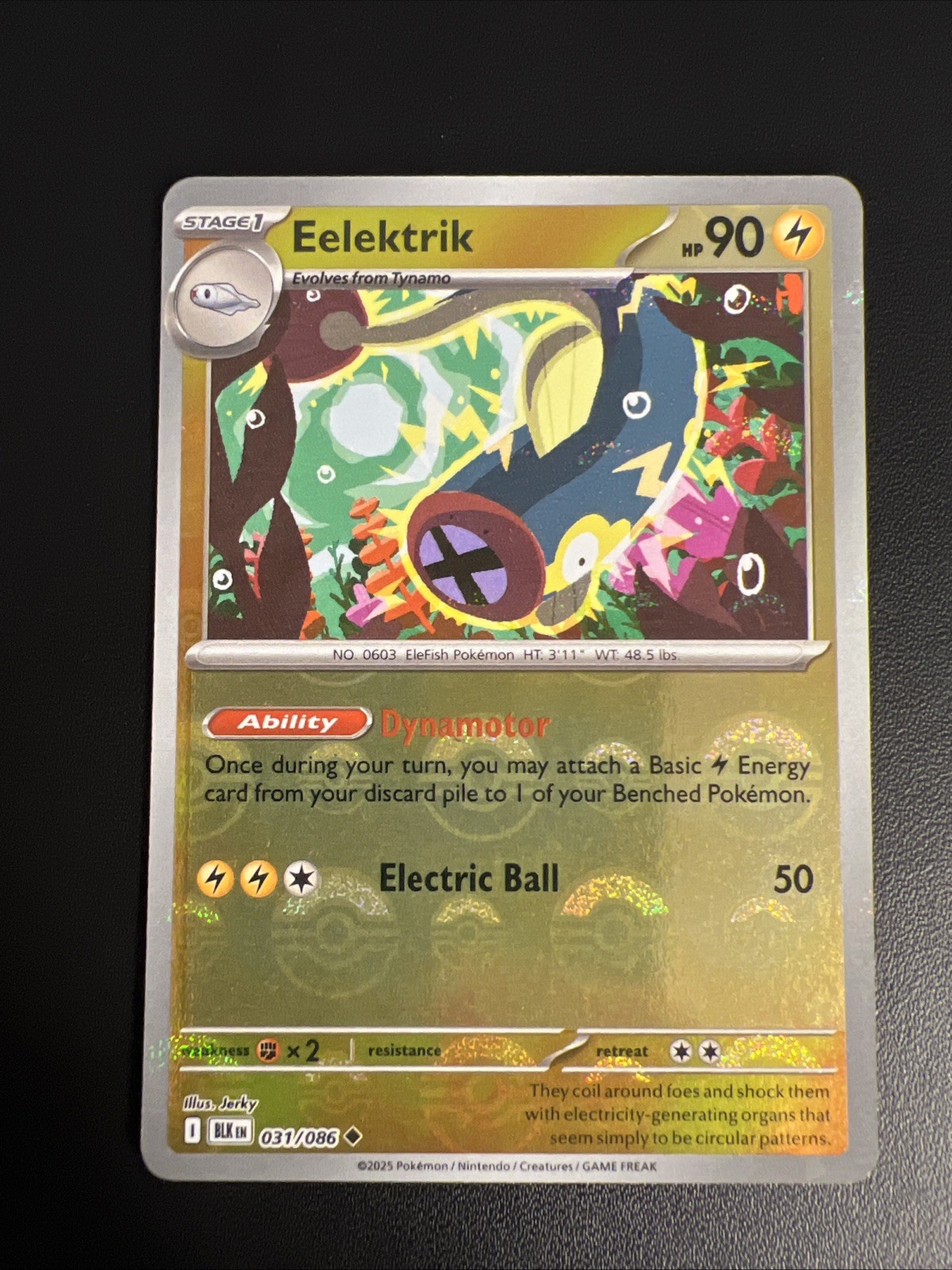 Pokemon TCG Black Bolt Eelektrik 031/086 Pokeball Reverse Holo NM