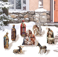 Outdoor Nativity Scene Yard Signs with Stakes for Christmas Lawn Decor