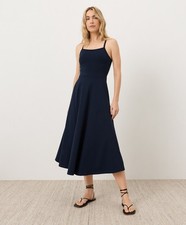 PACT Organic Fit Flare Midi Dress - Navy - New Arrivals