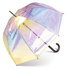 Automatic Umbrella Transparent Clear Bell Shade Multicoloured Iridescent...