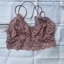 Victoria's Secret Lace Bralette Womens XL pink crossback strappy longline PINK